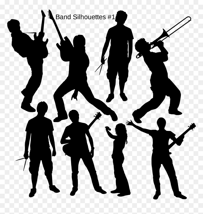 File Silhouettes Svg Wikimedia - Make Music Not War, HD Png Download - band silhouette png