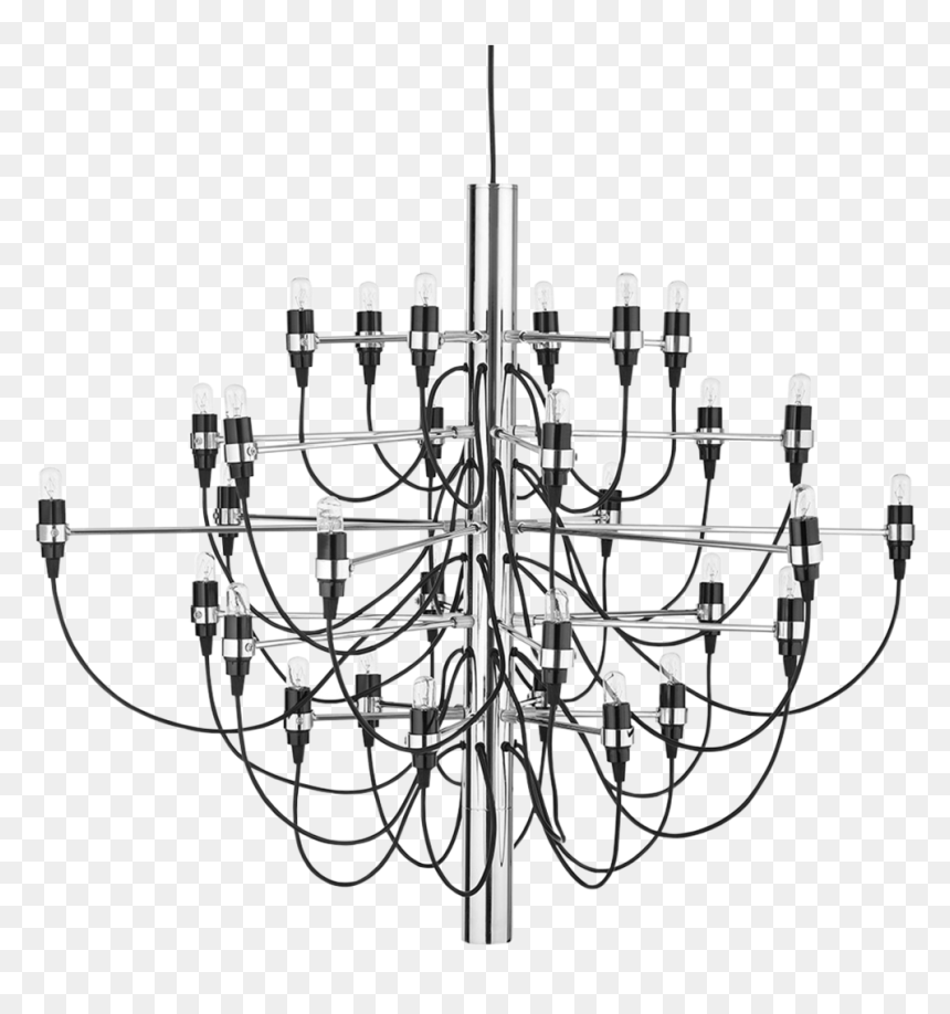 Gino Sarfatti Chandelier 30 Lightbulbs Silver Gino - Gino Sarfatti Mod 2097, HD Png Download - chandelier silhouette png