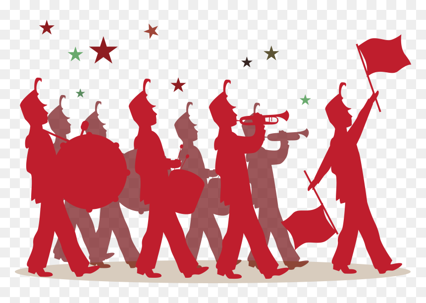 Transparent Crowd Silhouette Png - Marching Band Silhouette Png, Png Download - band silhouette png