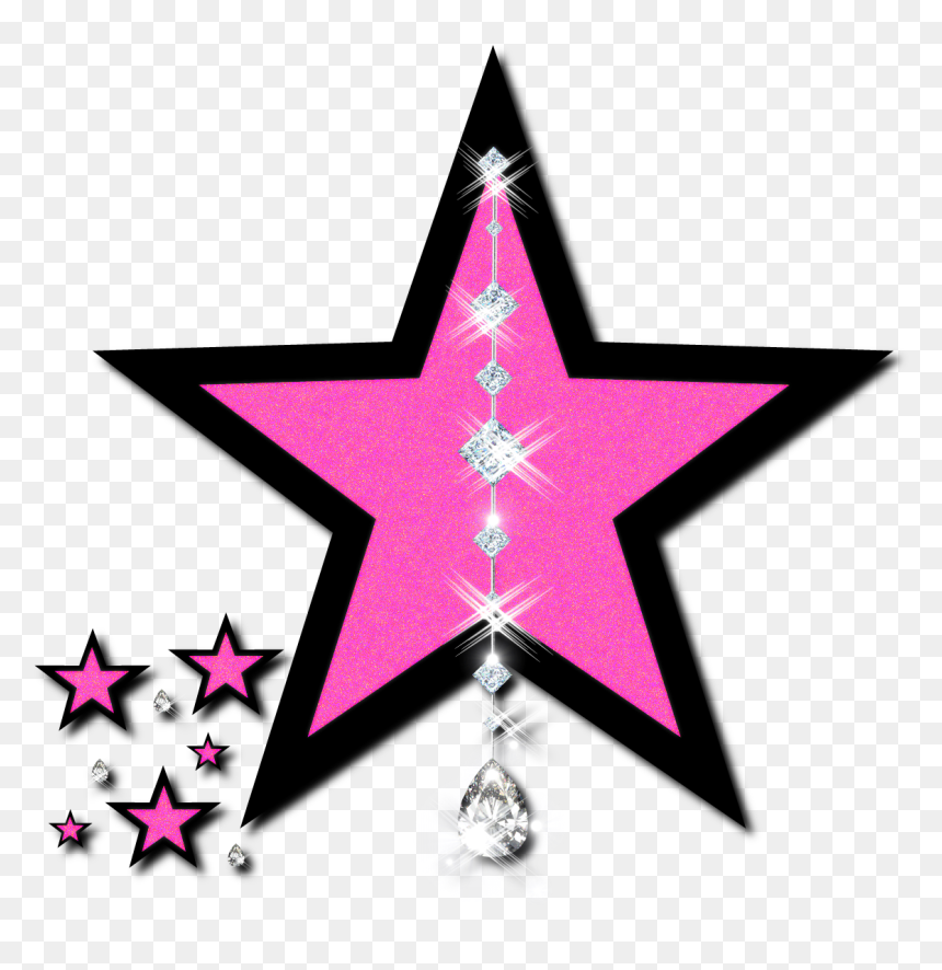 Hd Pink And Black, HD Png Download - gold glitter star png