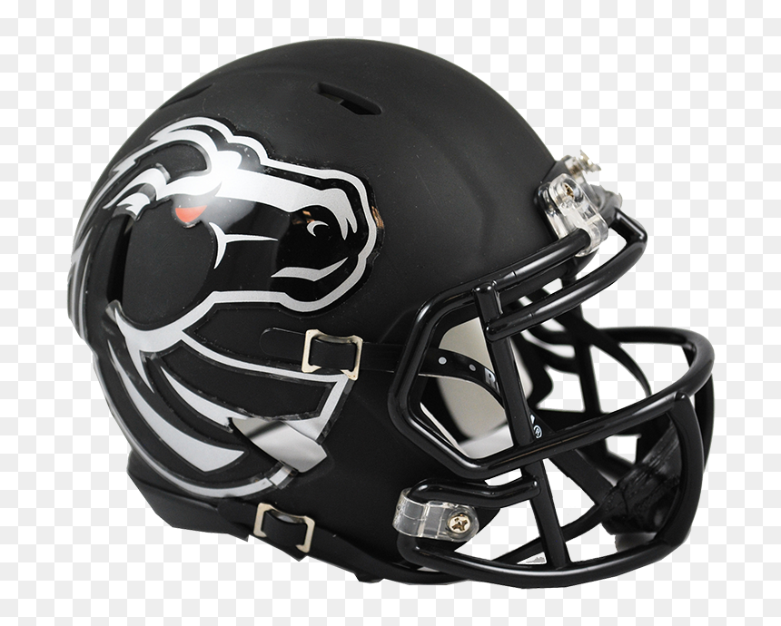 Boise State Broncos Riddell Mini Speed Helmet - Matte Black Helmet Football, HD Png Download - black football helmet png