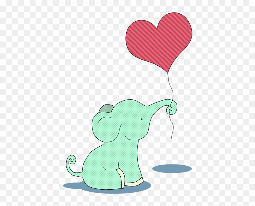 Baby Elephant With Balloon, HD Png Download - heart balloons png
