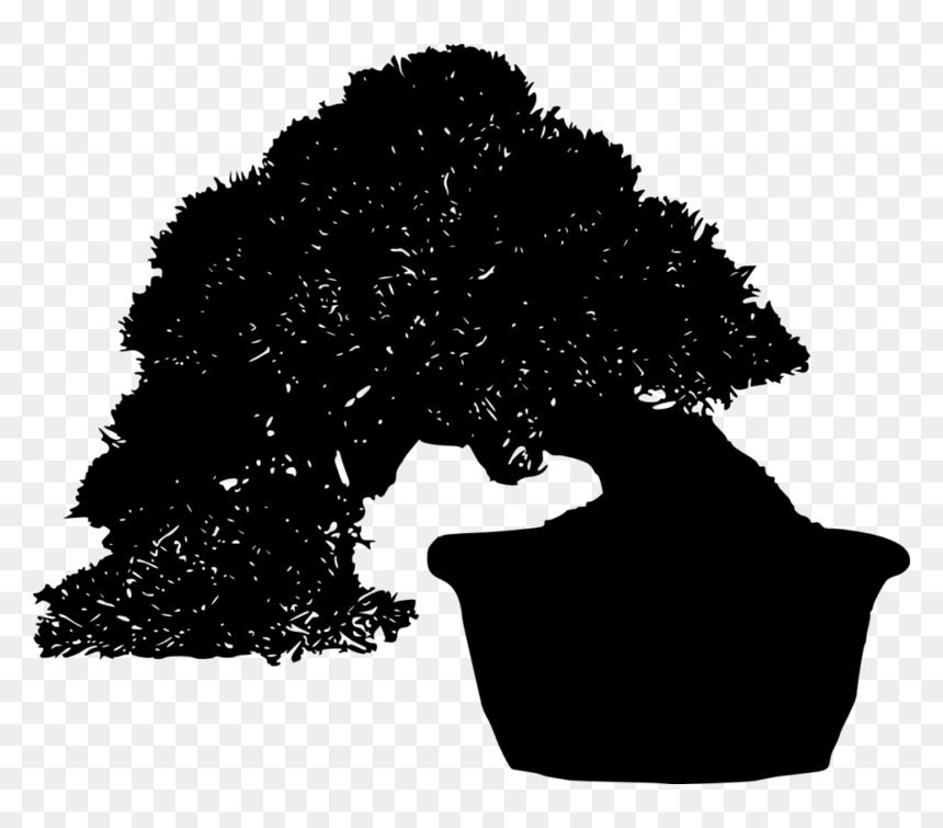 Bonsai-silhouette - Silhouette, HD Png Download - bonsai png
