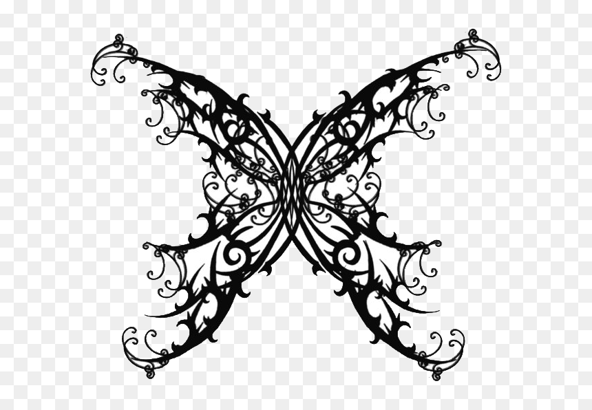Transparent Tribal Wings Png - Butterfly Tattoo, Png Download - butterfly wing png