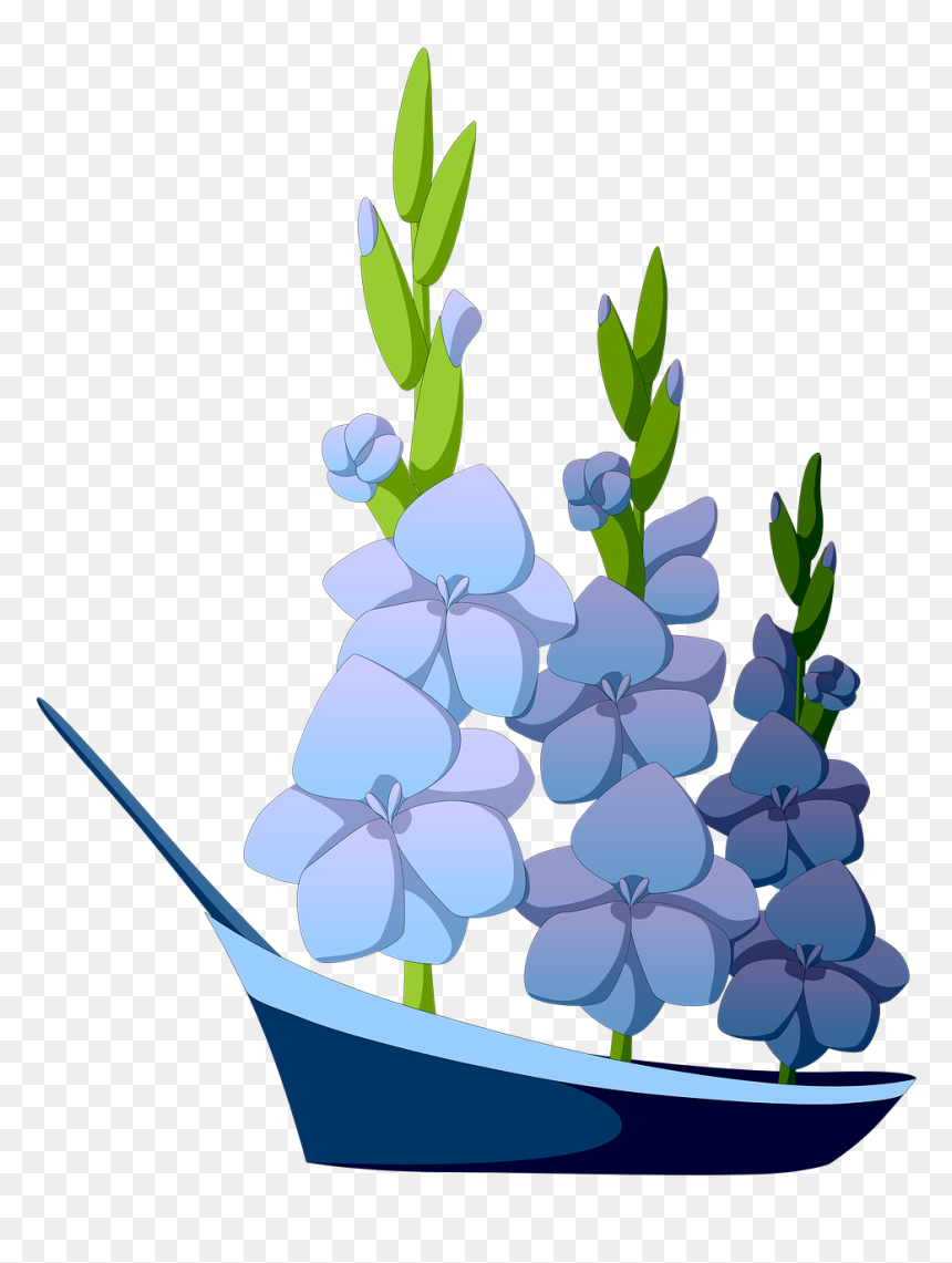 Gladiolus, Blue, Flowers, Ship, Sailboat, Three-masted, HD Png Download - gladiolus png