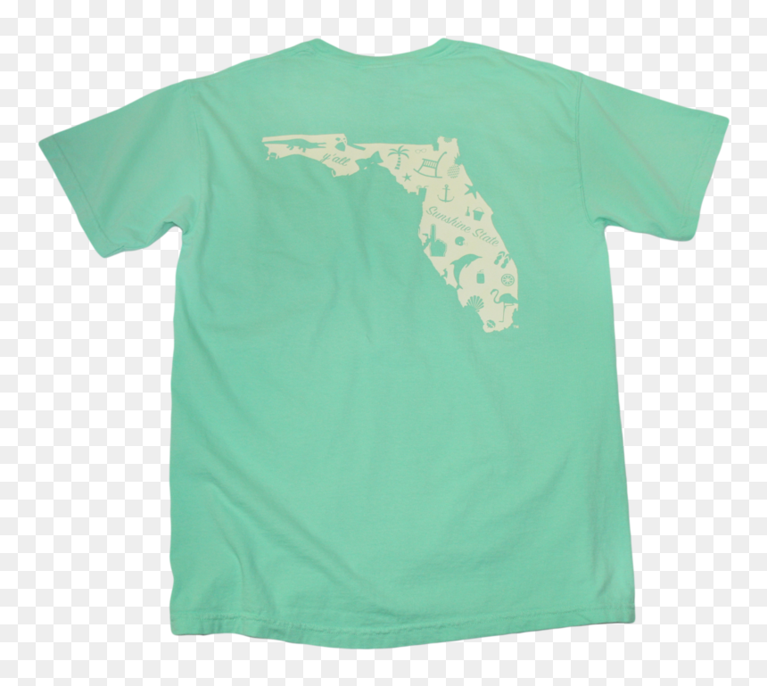 Florida Mint Green Pocket Tee - Active Shirt, HD Png Download - florida state outline png