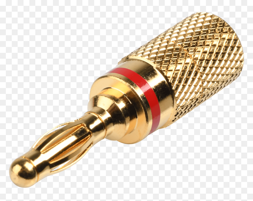 Lamella Banana Plug,gold Plated,6mm,red Bkl - Drill, HD Png Download - gold microphone png