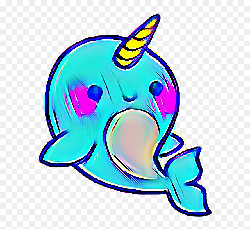 Narwhal Blue Sea Animal Cute Kawaii Rainbow Effect - Cute Narwhal, HD Png Download - rainbow effect png