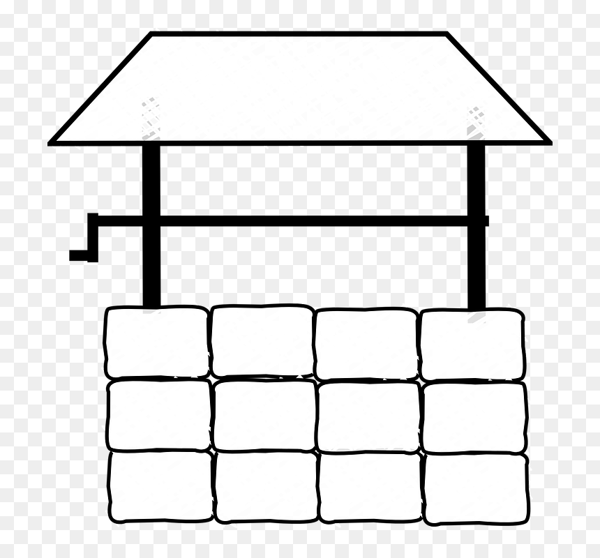 Well, Wishing, Bricks, Roof, Crank Handle, Architecture - Monochrome, HD Png Download - wishing well png