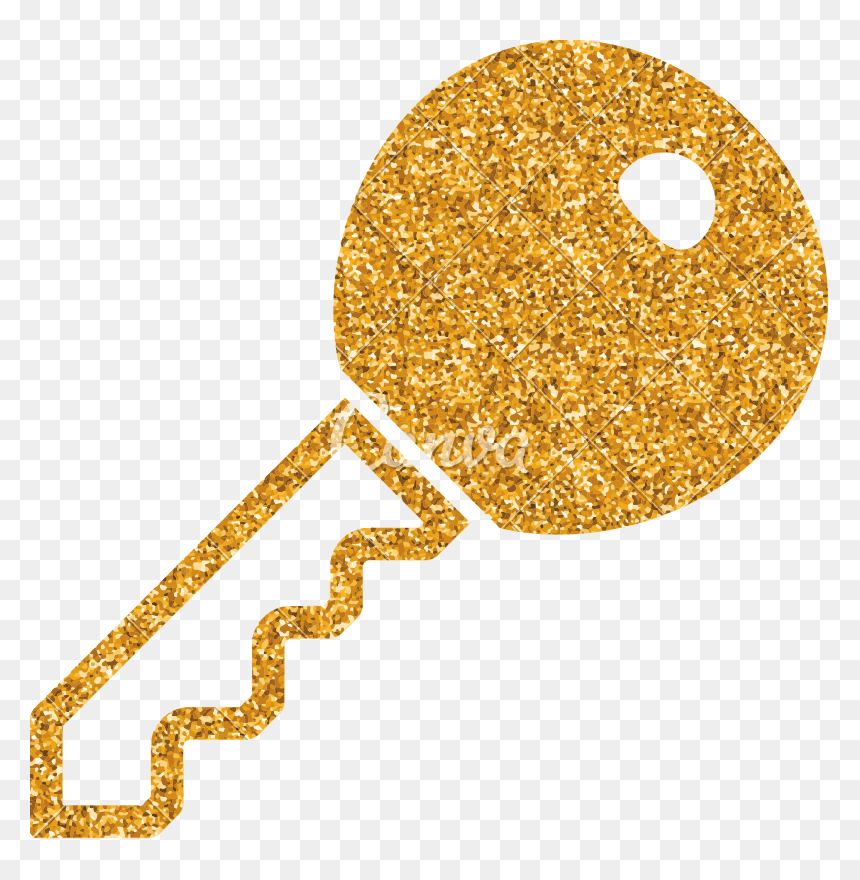 Transparent Key Silhouette Png - Gold Glitter Key Png, Png Download - gold key png