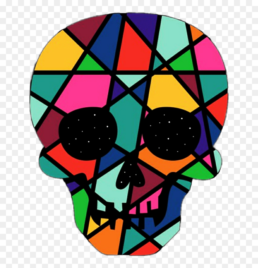 Skull Head Human Face Humanface Humanhead Colorful, HD Png Download - human head png