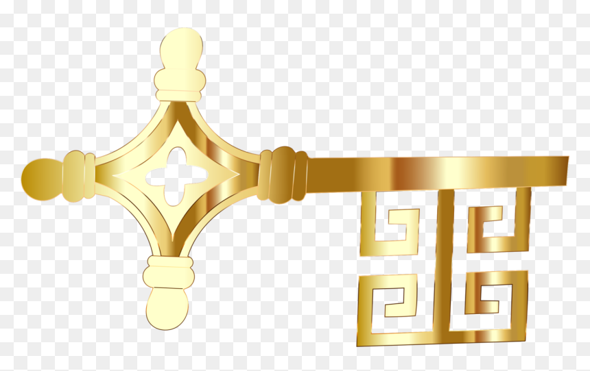 Brass,metal,symbol - Cross, HD Png Download - gold key png