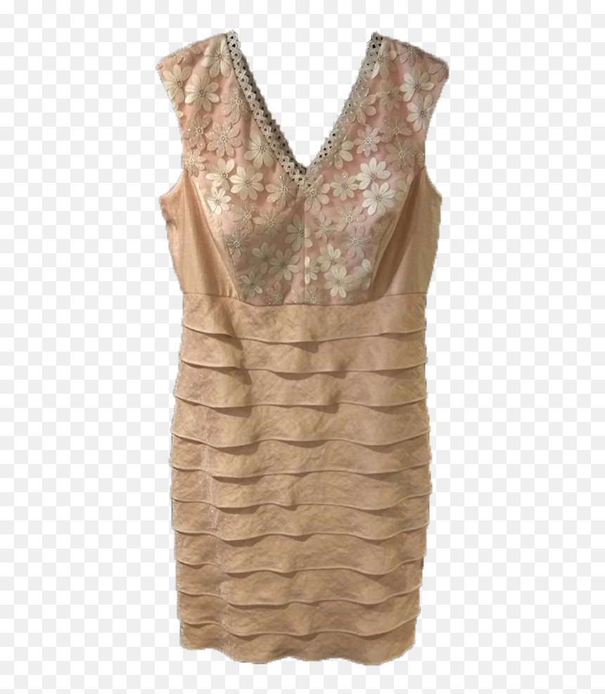 Gold Short Dress With Leaves And Lace - Cocktail Dress, HD Png Download - gold lace png