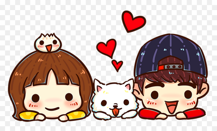 Sweet Cute Couple Cartoon , Png Download - 情侶 Q 版 人物, Transparent Png - couple emoji png