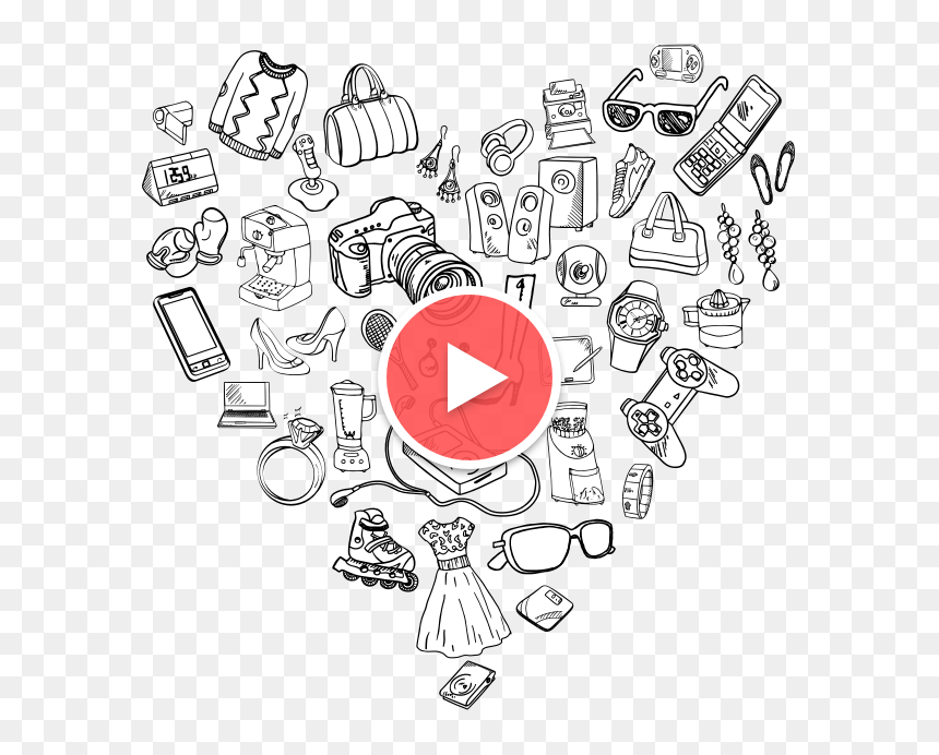 Graphic Full Heart Play Button@2x - Heart Full Of Things, HD Png Download - red play button png