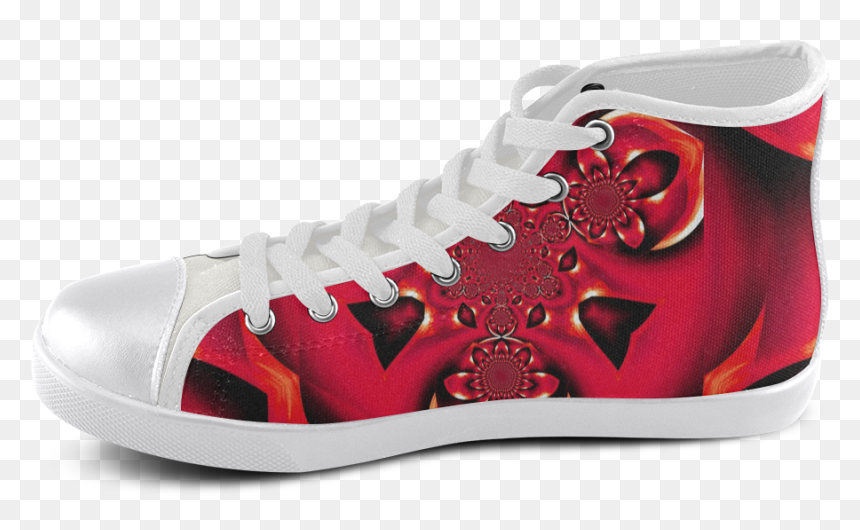 Red Fire Flower Mandal 1 Women"s High Top Canvas Shoes, HD Png Download - fire flower png