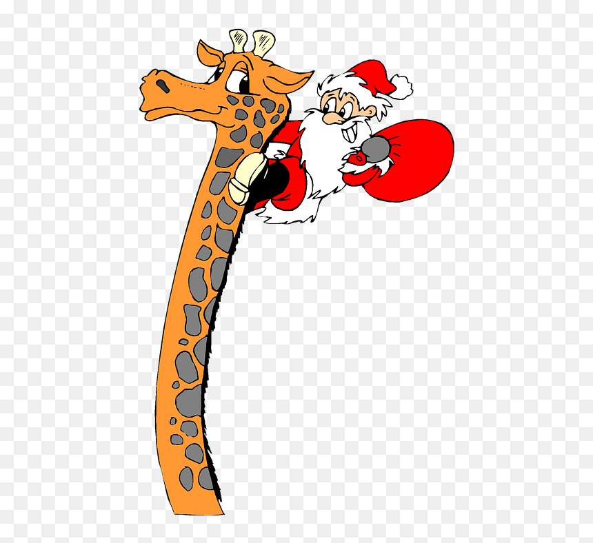 Holiday Christmas Clip Art Giraffe Funny Ts Transparent - Giraffe Christmas Clipart, HD Png Download - giraffe clipart png