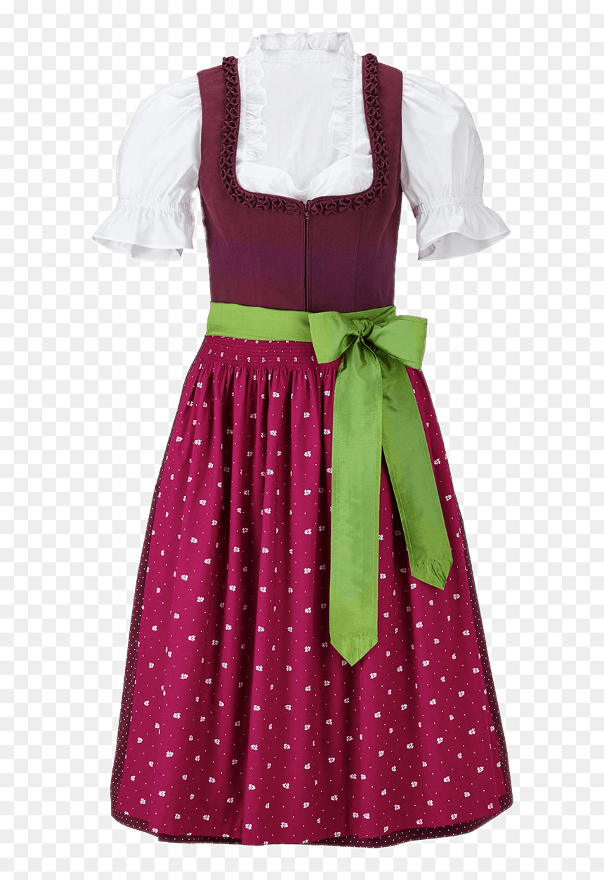 Red Dirndl Dress With Green Belt - Tchibo Dirndl, HD Png Download - red dress png