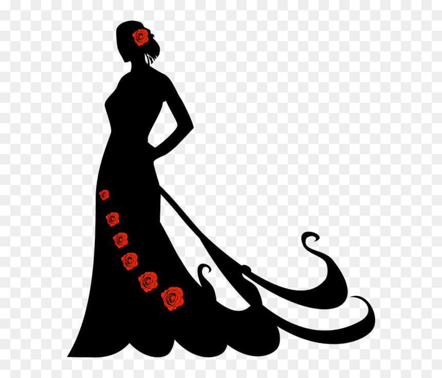Silhouette Flamenco Dancer Portrait - Silhouette Of Flamenco Dancer With Fan, HD Png Download - red dress png