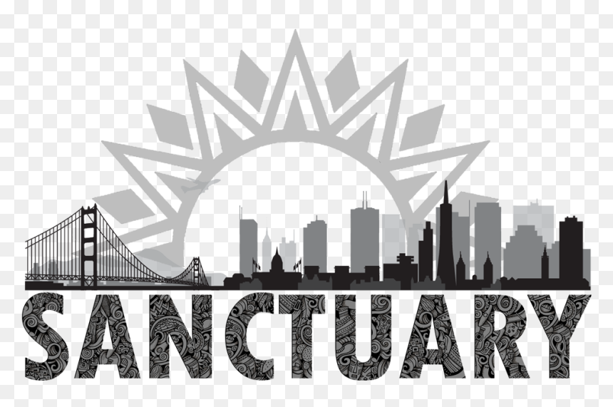 Sanctuary City - San Francisco - Tote - This Land Is - Sanctuary City Seattle, HD Png Download - san francisco skyline png