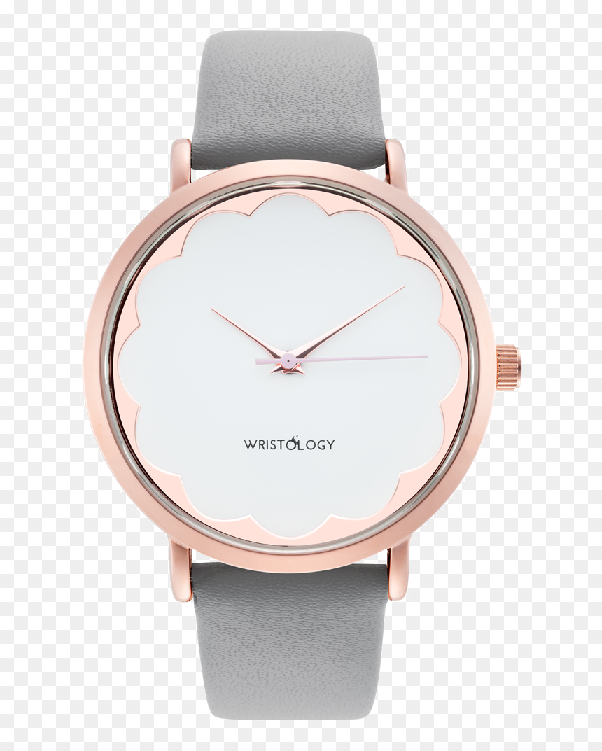 Gray - Women's Watch Grey Leather Band, HD Png Download - scalloped circle png