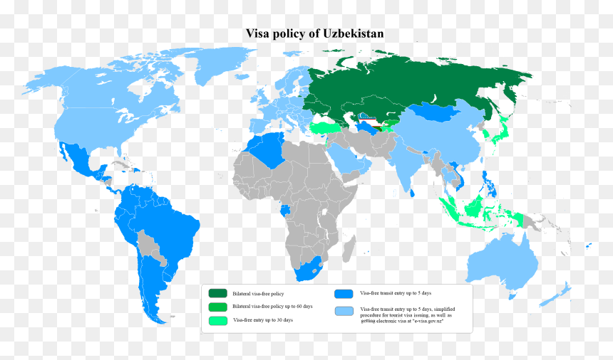 Visa Policy Of Uzbekistan With Transit Visit - Visa Free Countries For Uzbekistan, HD Png Download - free entry png