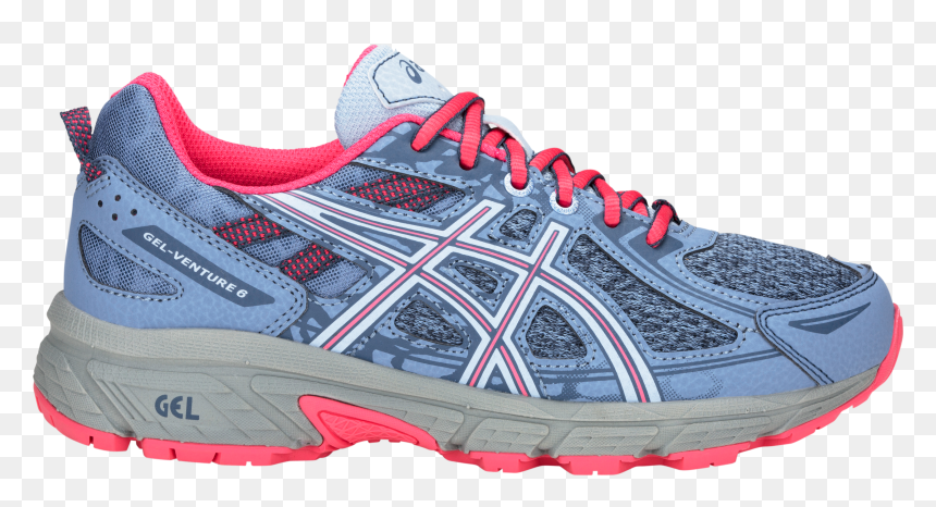 Asics Gel-venture 6 Gs Lace Blue Harmony/pink Cameo - 1014a077 400, HD Png Download - pink lace png