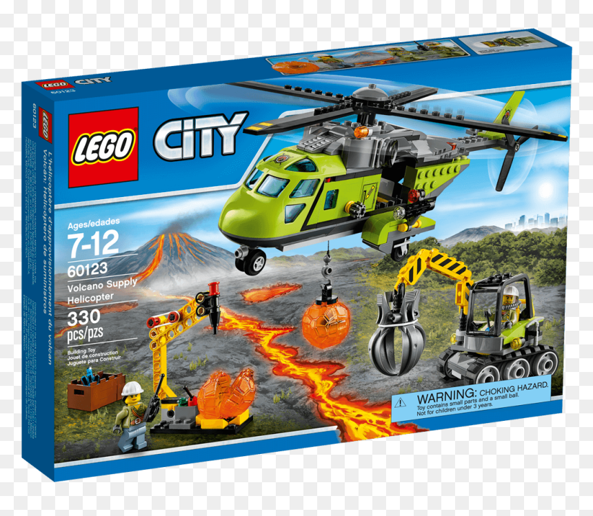 Transparent Helicoptero Png - Lego City 60123 Volcano Supply Helicopter, Png Download - helicoptero png