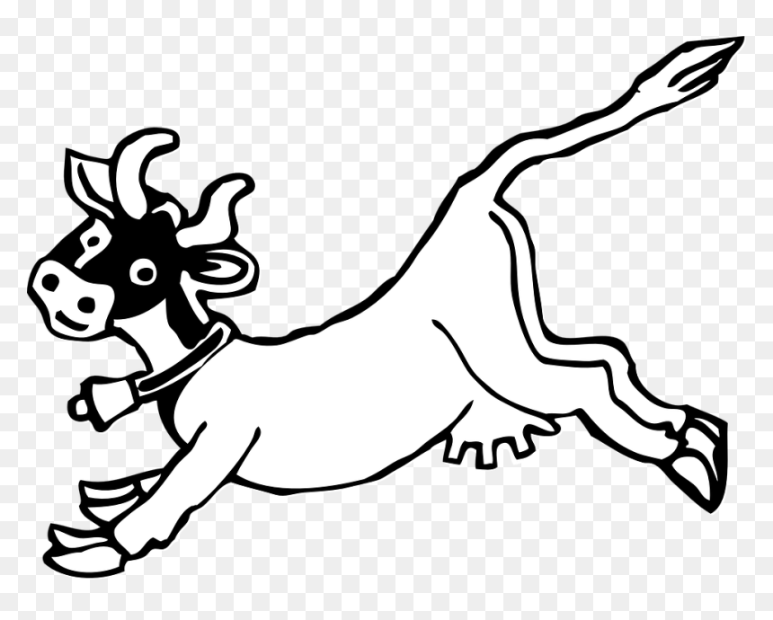 Cow, Jumping, Cartoon, Cowbell, Udder - Cow Clip Art, HD Png Download - cartoon cow png