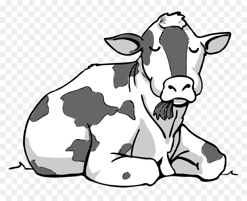 Clipart Cow File - Cow Sitting Down Clipart, HD Png Download - cartoon cow png