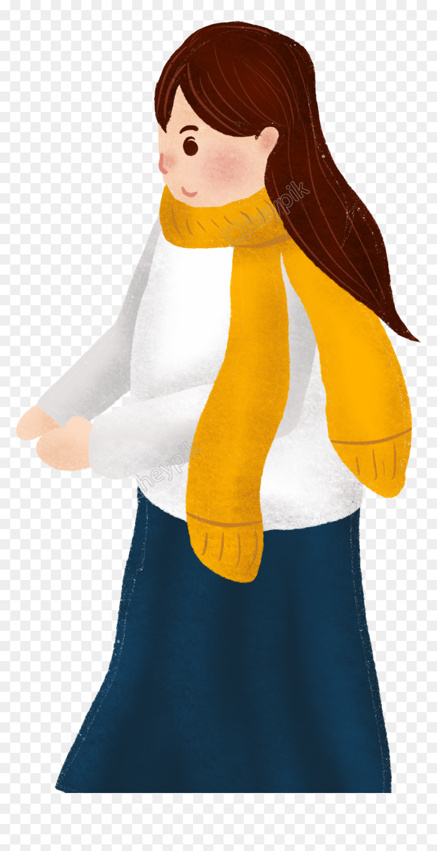 Painted Girl Fashion Scarf Png And Psd - Girl, Transparent Png - winter scarf png