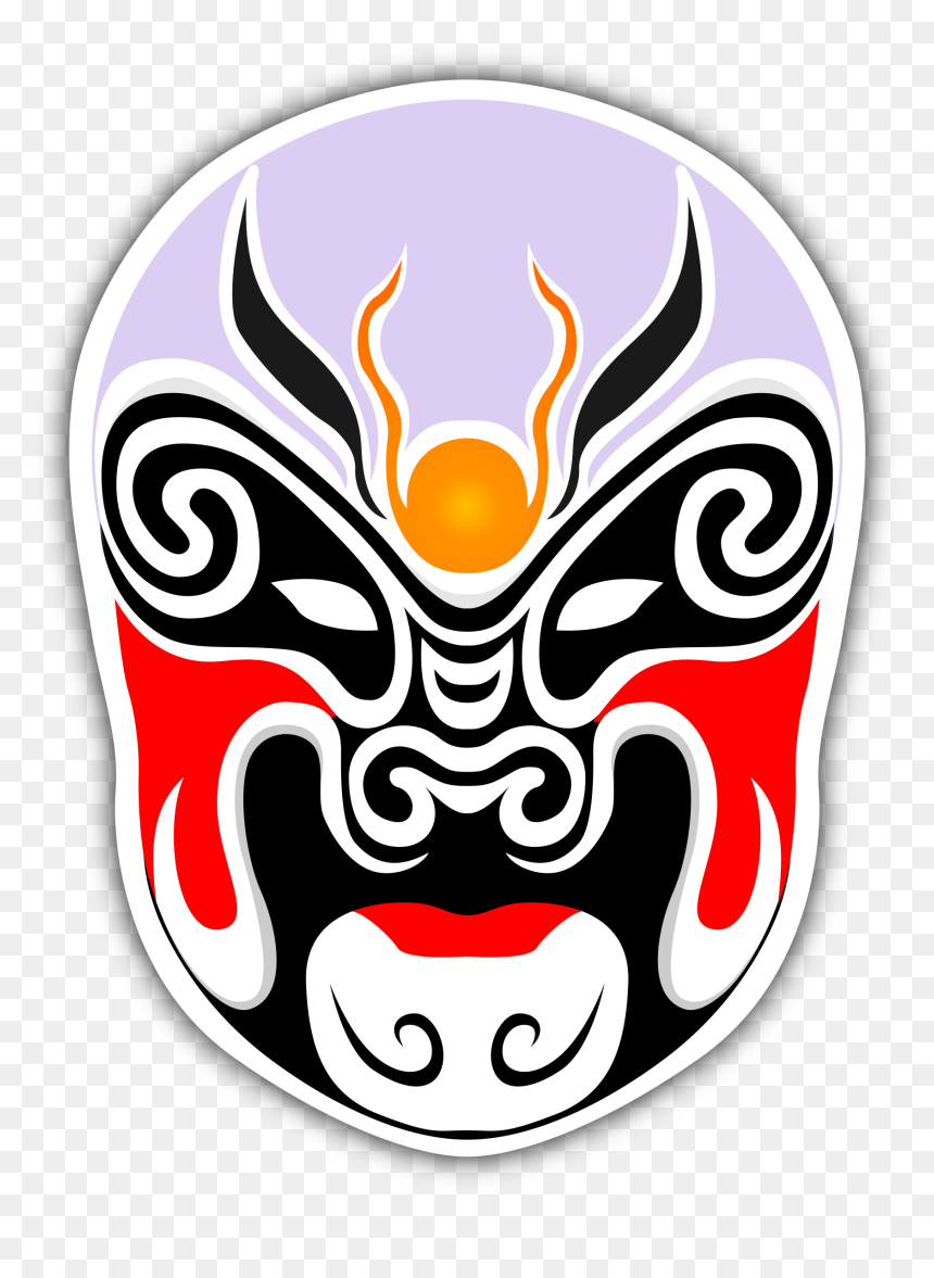 Chinese Theater Masks - Chinese Drama Mask Vector, HD Png Download - drama mask png
