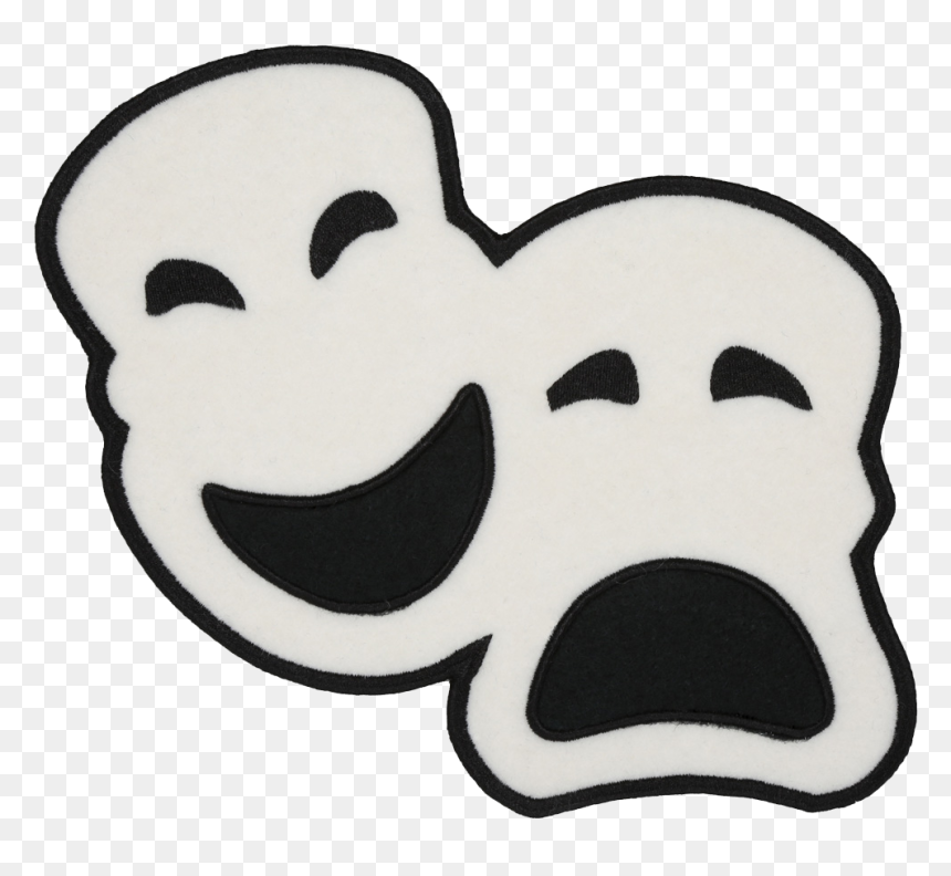 Pa313 White Drama Masks Patch Patch , Png Download - Cartoon, Transparent Png - drama mask png