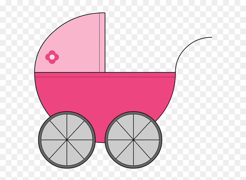 Cart, Baby, Baby Carriage, Girl, Childish, Illustration - Baby Girl Cart Clipart, HD Png Download - baby carriage png