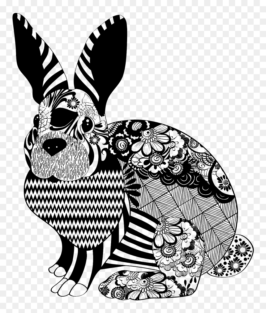 Floral Rabbit Silhouette - Clip Art Rabbit Silhouette, HD Png Download - rabbit silhouette png