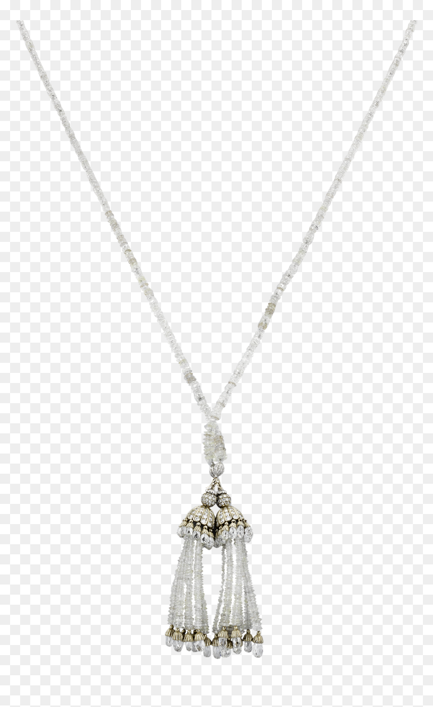 Diamond And 18k White Gold Double-tassel Necklace - Locket, HD Png Download - diamond chain png