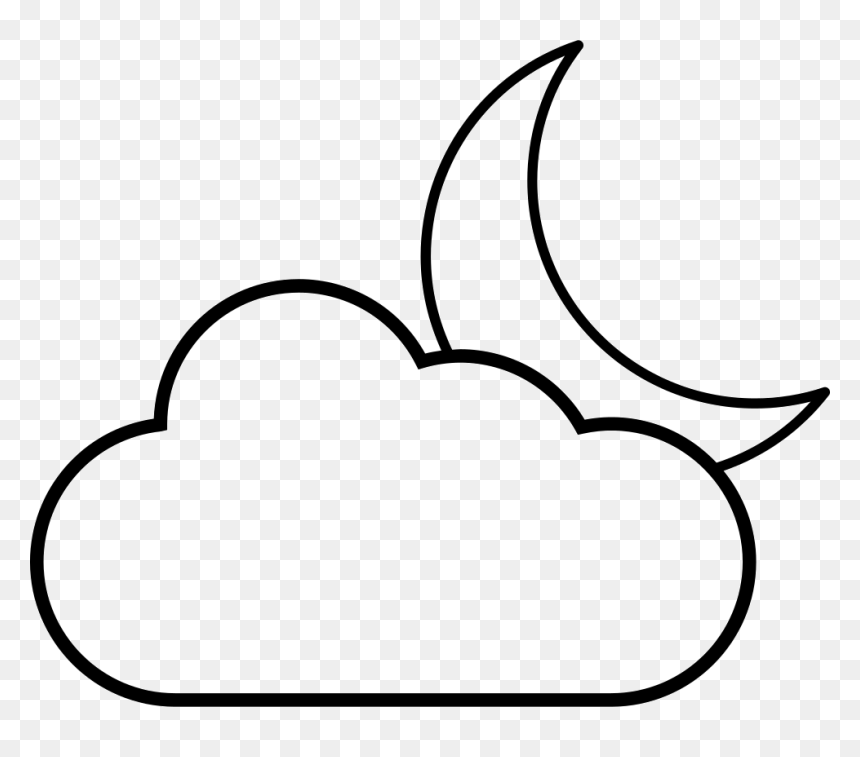 Free Black And White Clipart Book Cover With And Half - Crescent Moon With Cloud, HD Png Download - moon drawing png