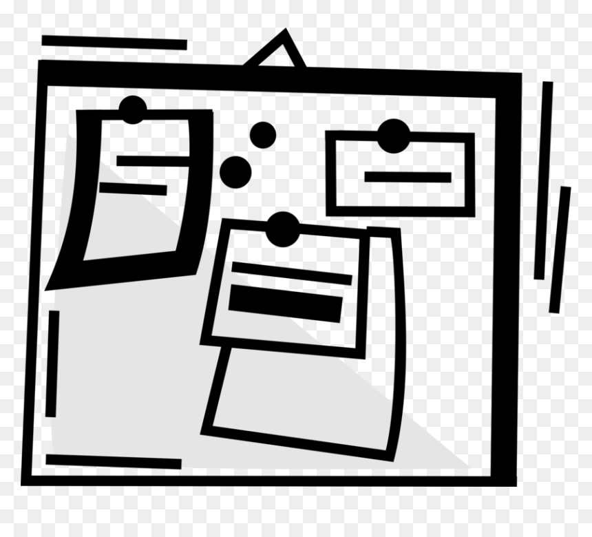Vector Illustration Of Bulletin Board Messages With, HD Png Download - cork board png