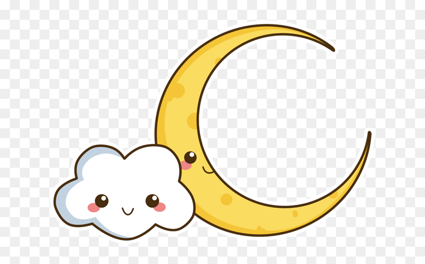 Cloud Png Kawaii - Cute Kawaii Moon, Transparent Png - cute cloud png