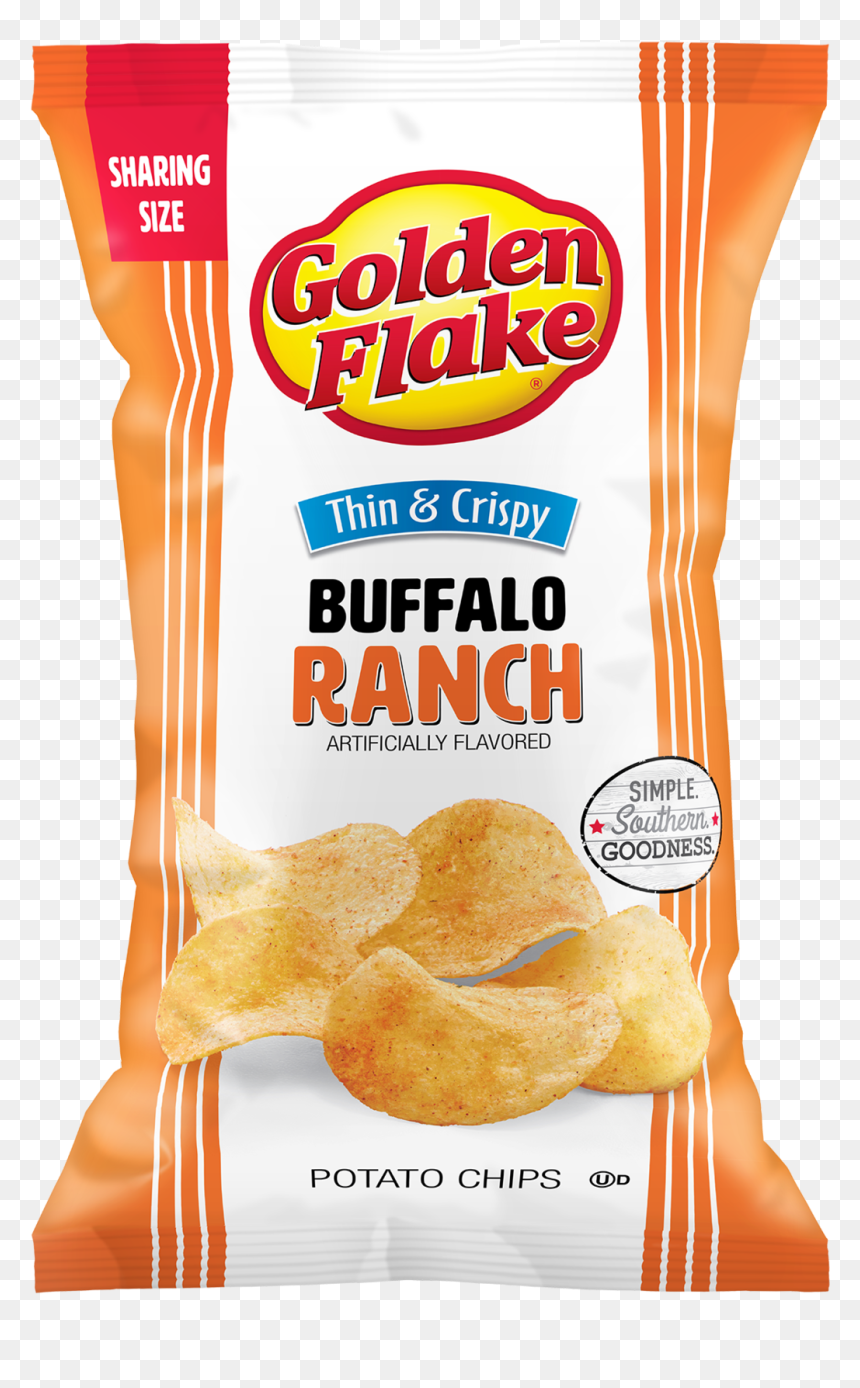 Golden Flake Thin & Crispy Potato Chips, Buffalo Ranch - Potato Chip, HD Png Download - potato chip png
