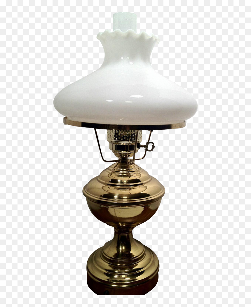 Lamp Brass Electric Table Lamp White Milk Glass Globe - Antique, HD Png Download - milk glass png