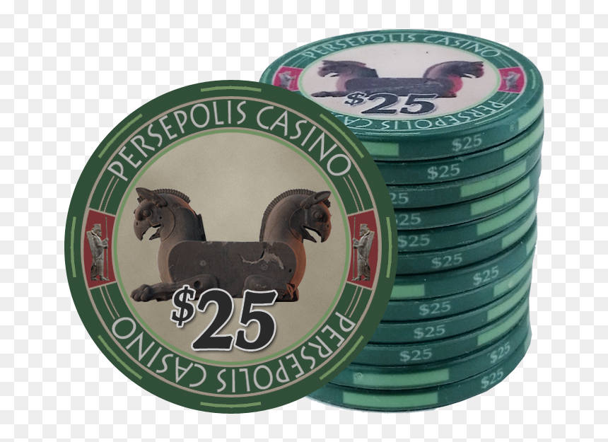 Persepolis Casino Green $25 Ceramic Poker Chip - Stallion, HD Png Download - casino chips png