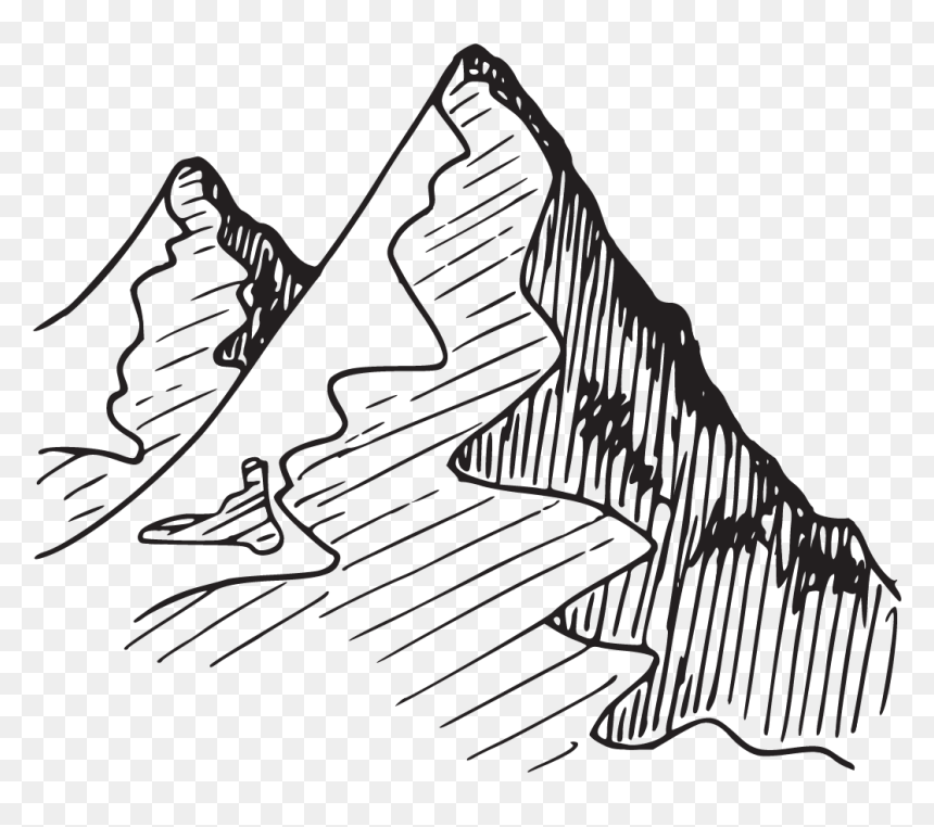 Line Art, HD Png Download - mountain peak png