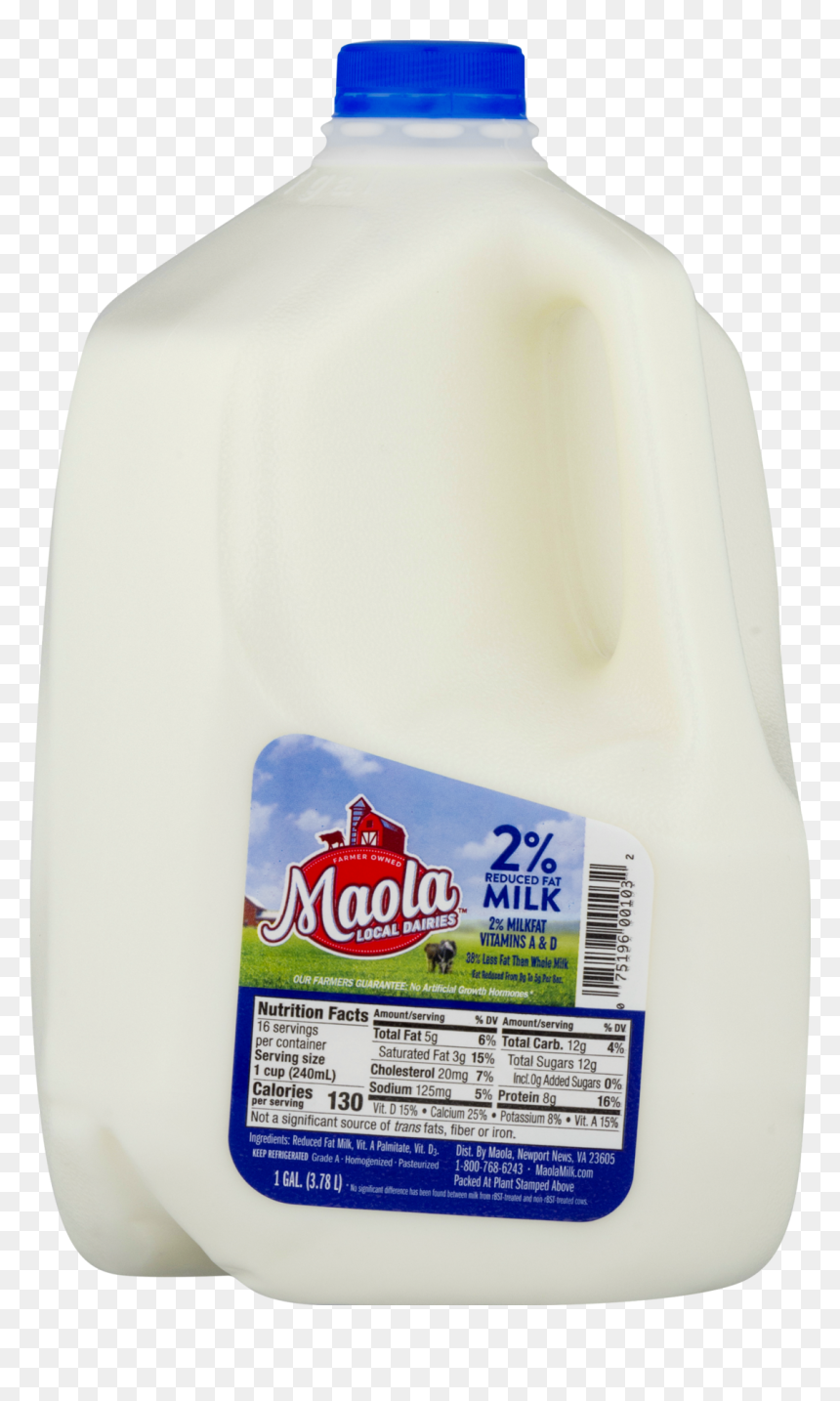 Maola 2% Reduced Fat Milk, 1 Gallon - Plastic Bottle, HD Png Download - milk gallon png
