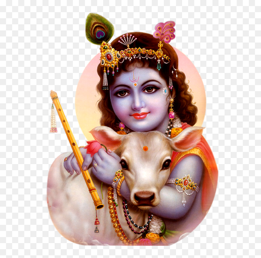 Krishna With Cow Hd, HD Png Download - saraswati png