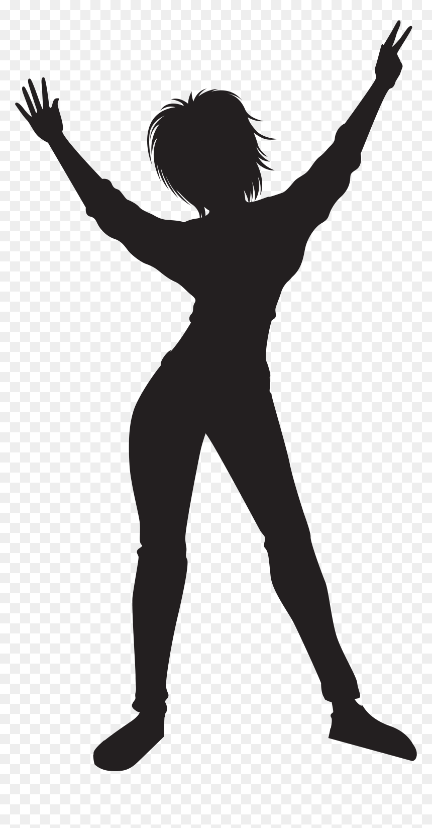 Black Silhouette Dancing Girl, HD Png Download - dance png