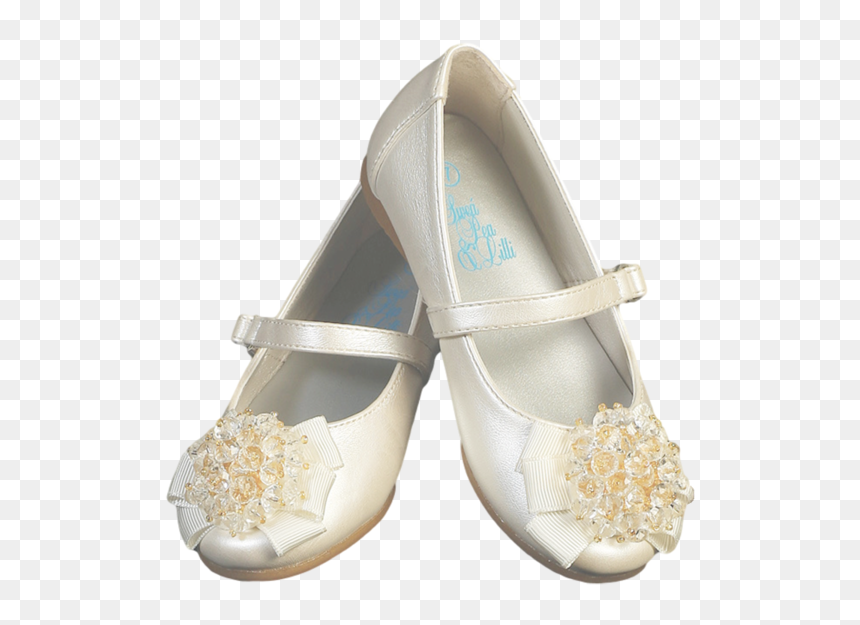 Ivory Dress Shoes W Crystal Beads & Strap Baby Girls - Ivory Dress Shoes Toddler, HD Png Download - baby shoes png