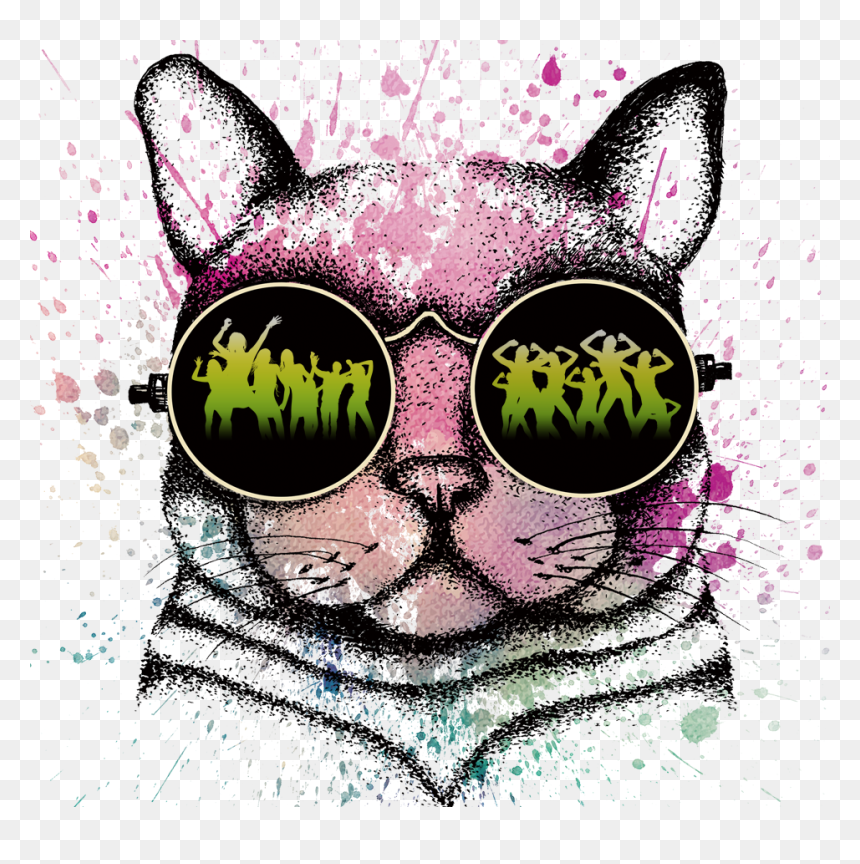 Transparent Black Cat Face Clipart - Gato De Oculos Png, Png Download - oculos png