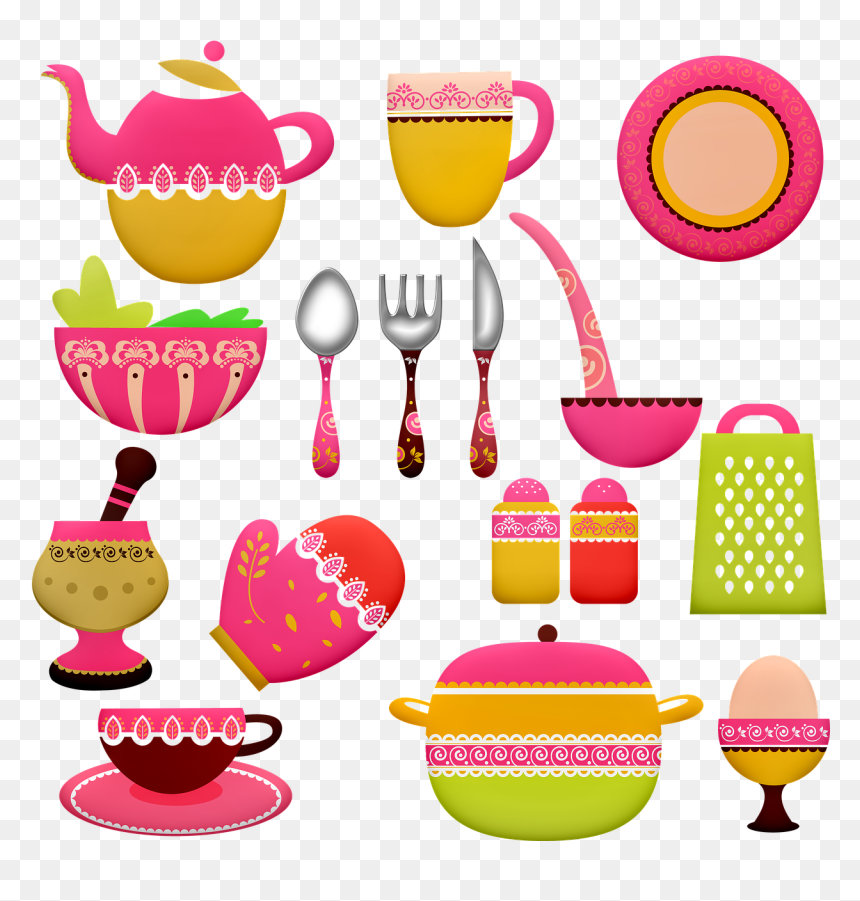 Pots And Pans, Kitchen Utensils, Cooking, Chef, Pot - Kitchen Objects, HD Png Download - cooking utensils png