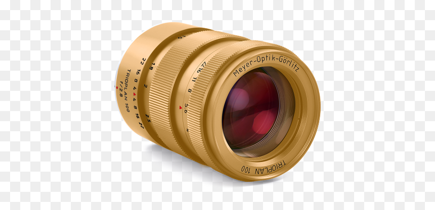 Trioplan Horizontal Gold-600x520 - Golden Camera Lens, HD Png Download - gold bokeh png